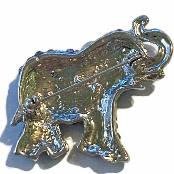 Elephant Brooch Blue Trunk Up Pin Safari Jewelry Fashion Asian Inspired - Picture 4 of 5